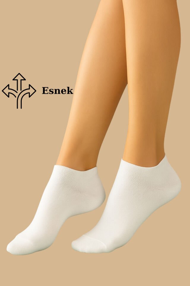 6 Çift Beyaz Pamuklu Kadın Çorap - Bilek Çorap