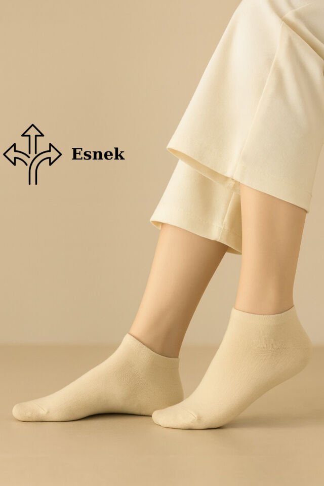 6 Çift Pamuklu Kadın Çorap Pastel Renkli - Bilek Çorap Rekli Kombin