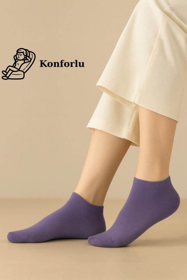 6 Çift Pamuklu Kadın Çorap Pastel Renkli - Bilek Çorap Rekli Kombin