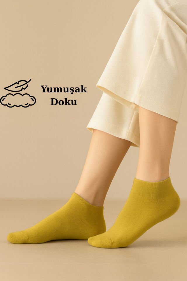 6 Çift Pamuklu Kadın Çorap Pastel Renkli - Bilek Çorap