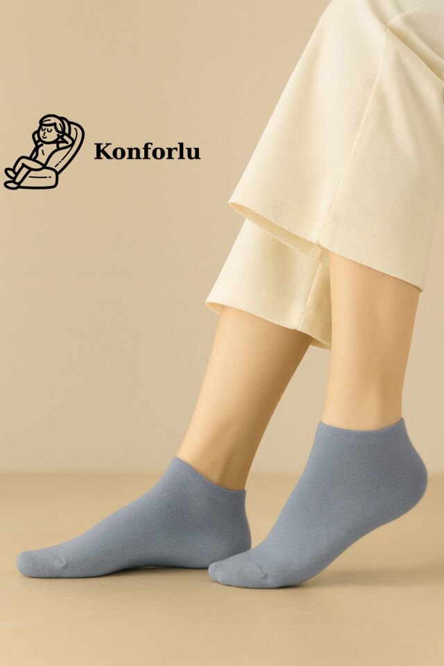 6 Çift Pamuklu Kadın Çorap Pastel Renkli - Bilek Çorap