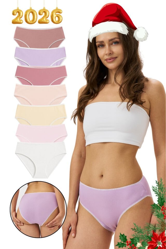 Kadın 7'li Bikini Külot Seti – %95 Pamuk %5 Elastan – Renkli – Rahat & Esnek İç Çamaşırı