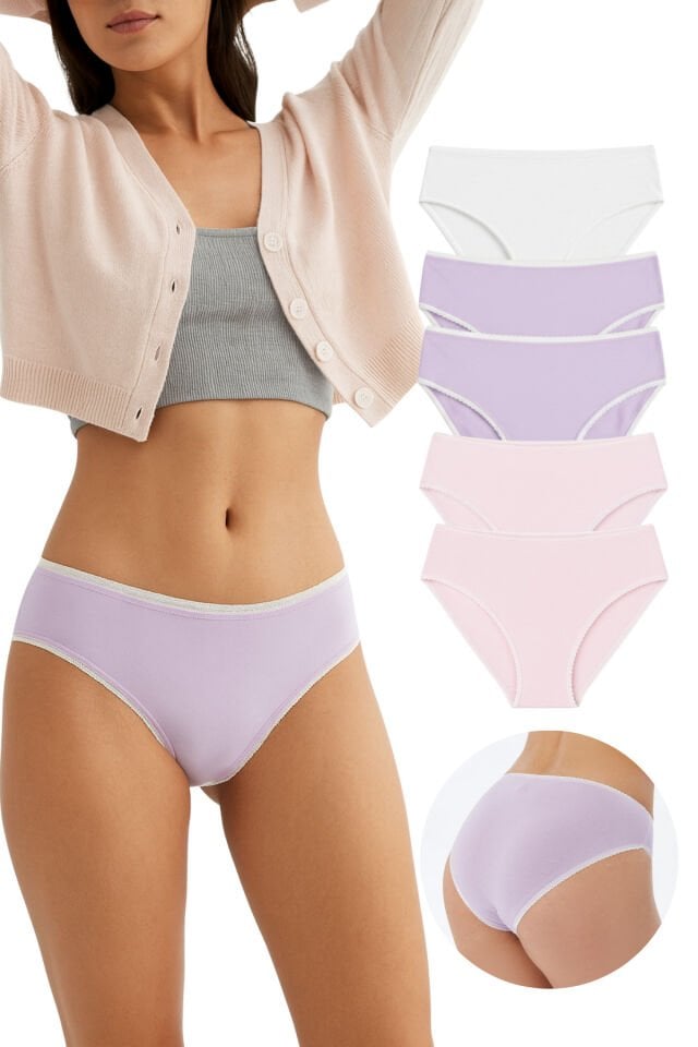 Kadın 5'li Bikini Külot Seti - %95 Pamuk %5 Elastan | Yumuşak & Esnek Iç Giyim