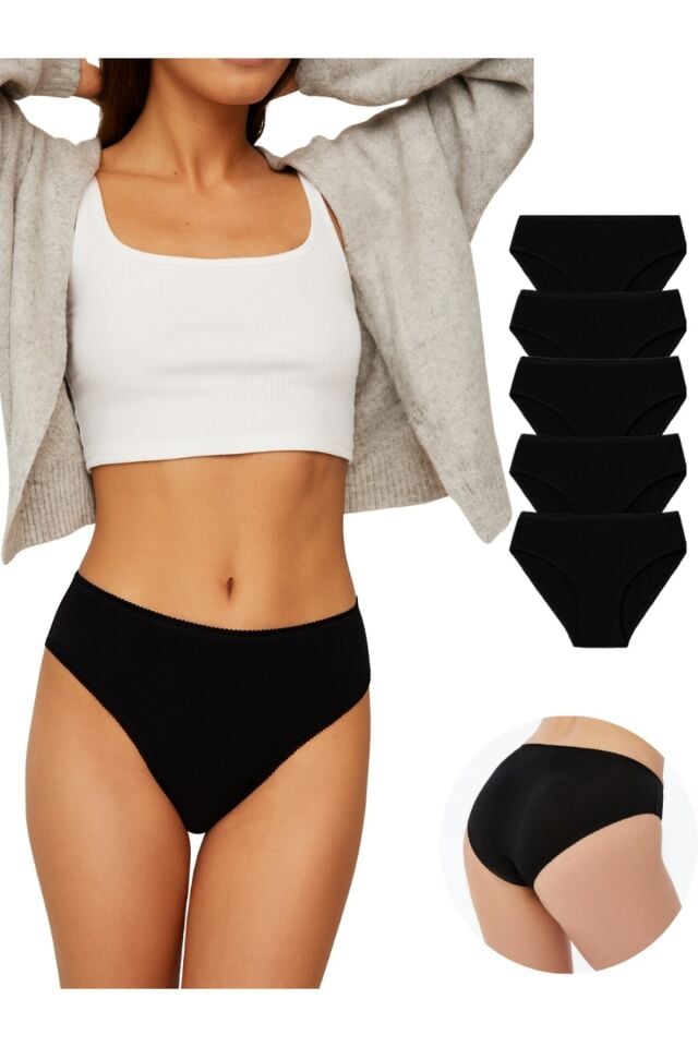 Kadın 5'li Bikini Külot Seti - %95 Pamuk %5 Elastan | Yumuşak & Esnek Iç Giyim