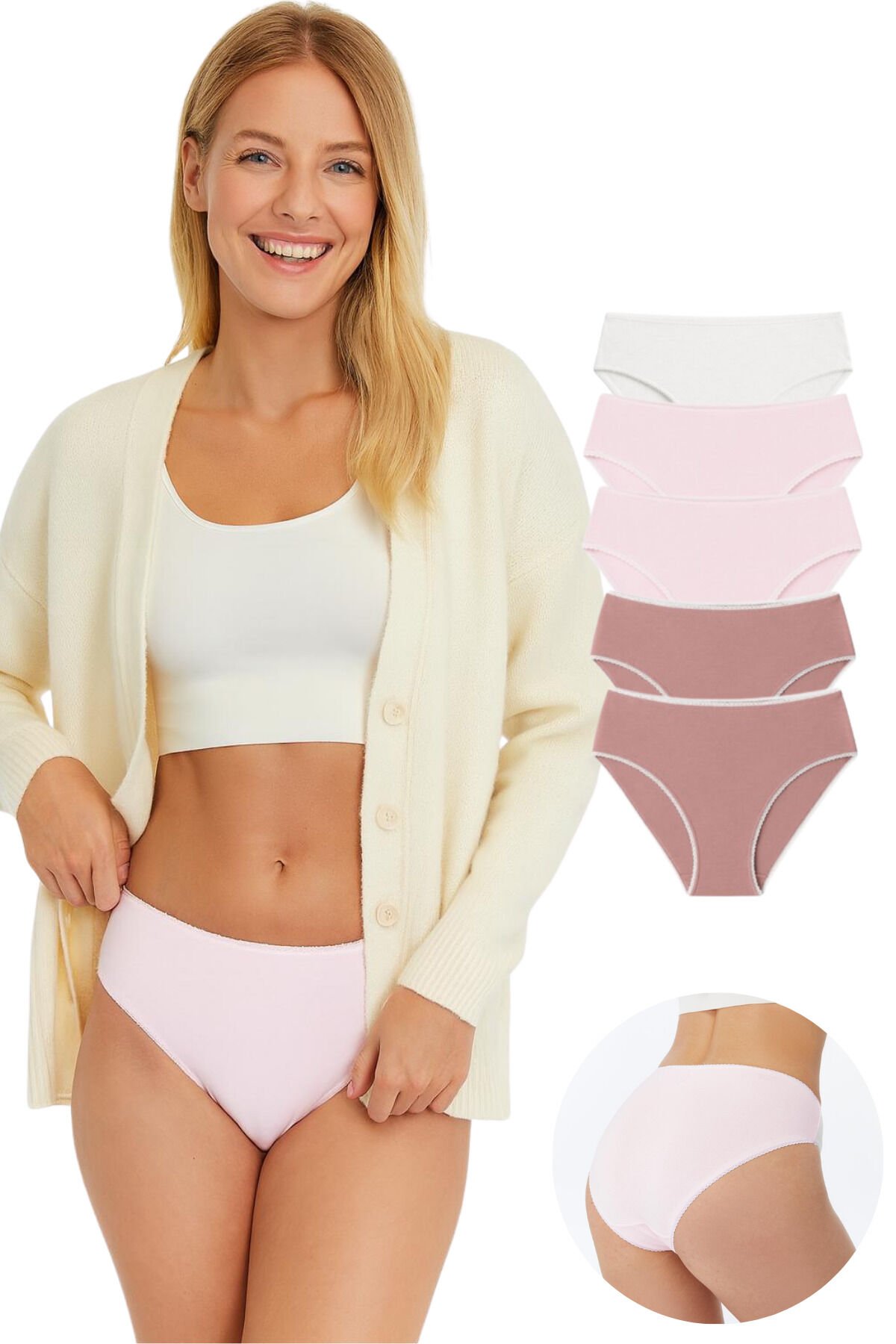 Kadın 5'li Bikini Külot Seti - %95 Pamuk %5 Elastan | Yumuşak & Esnek Iç Giyim