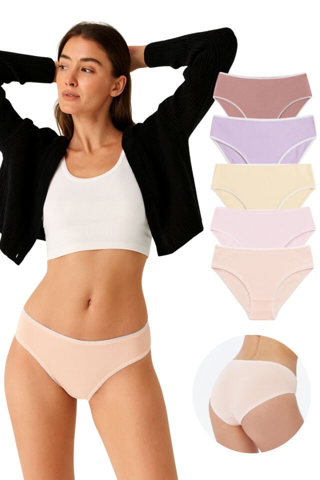 Kadın 5'li Bikini Külot Seti - %95 Pamuk %5 Elastan | Yumuşak & Esnek Iç Giyim