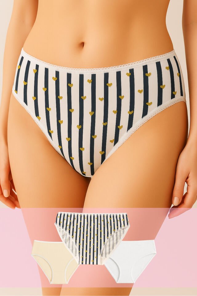 Yılbaşı Özel 3’lü Kadın Külot Seti – %95 Pamuk %5 Elastan | Yumuşak, Esnek, Gün Boyu Konfor 2XL - Desen5