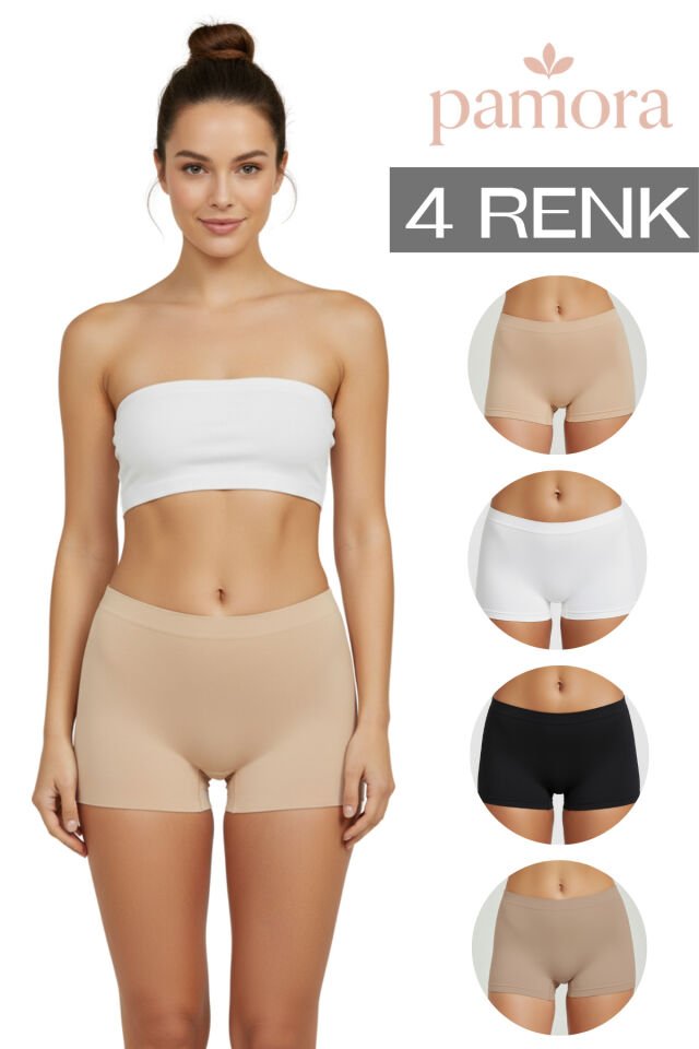 Kadın Toparlayıcı İz Yapmayan Boxer 4’lü Paket – Siyah, Beyaz, Ten, Gülkurusu 2XL/3XL - Çok Renkli