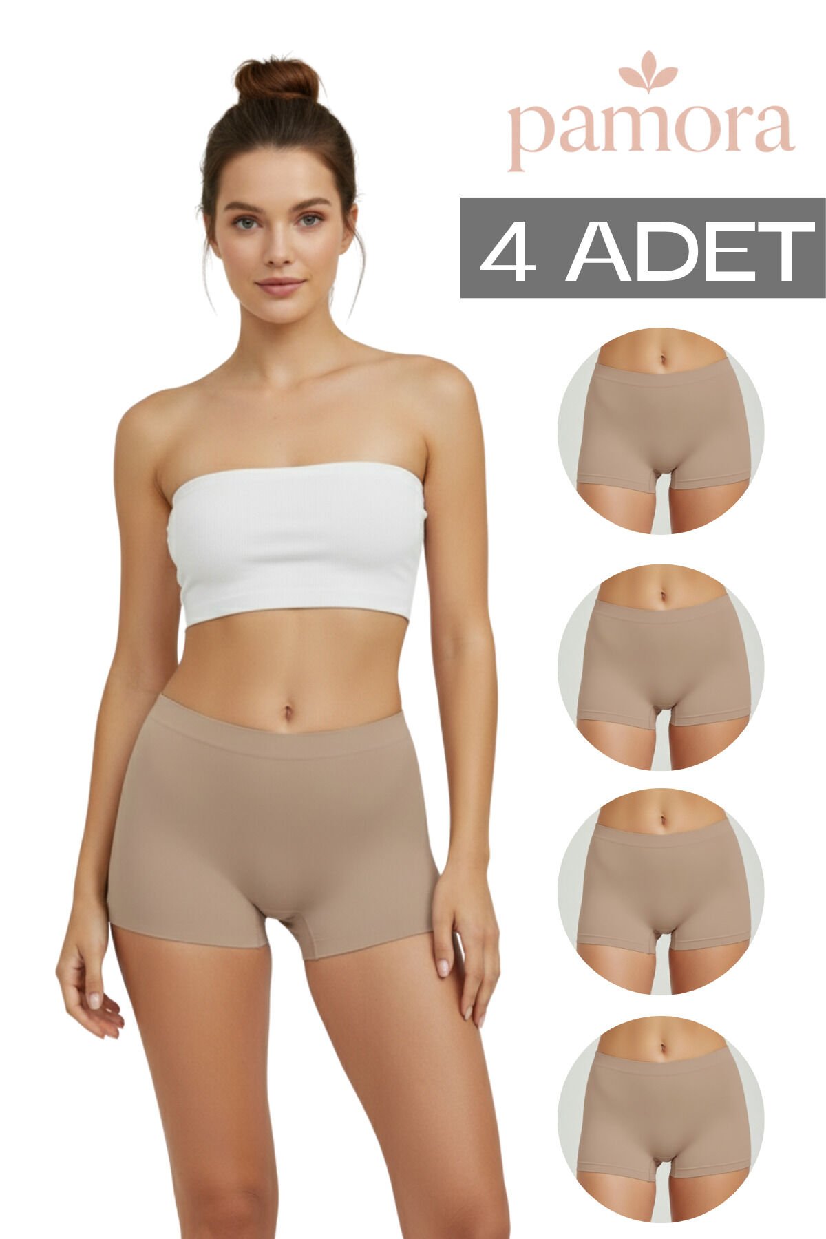 Kadın Toparlayıcı İz Yapmayan Boxer 4’lü Paket – Siyah, Beyaz, Ten, Gülkurusu L/XL - Gül Kurusu
