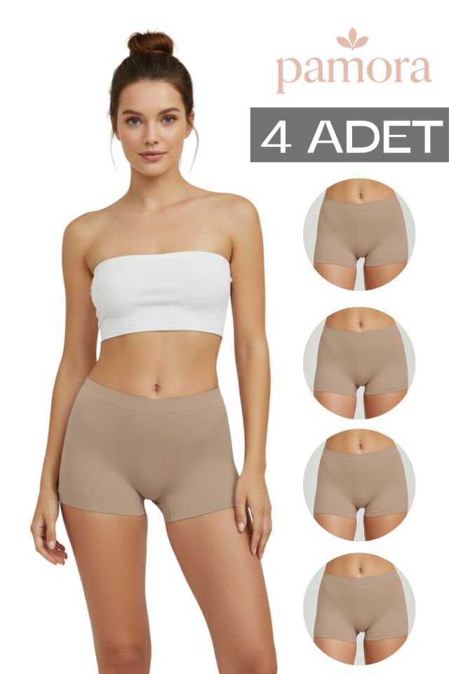 Kadın Toparlayıcı İz Yapmayan Boxer 4’lü Paket – Siyah, Beyaz, Ten, Gülkurusu 2XL/3XL - Gül Kurusu