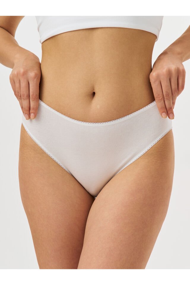 6’lı Kadın Pamuklu Her Yöne Esnek Bikini Külot Seti – Nefes Alan Rahat Kumaş 2XL - Beyaz