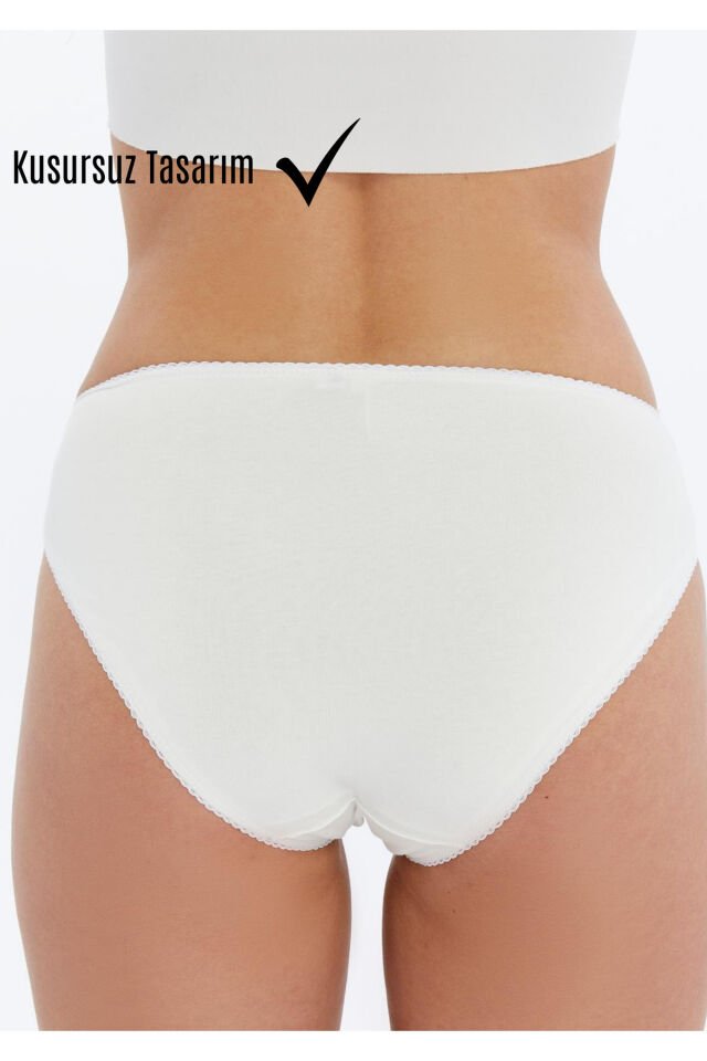 Bikini Külot 14'lü Avantajlı Paket | Pamuklu, Esnek, Belden Yırtılma Yapmaz 2XL - Ekru