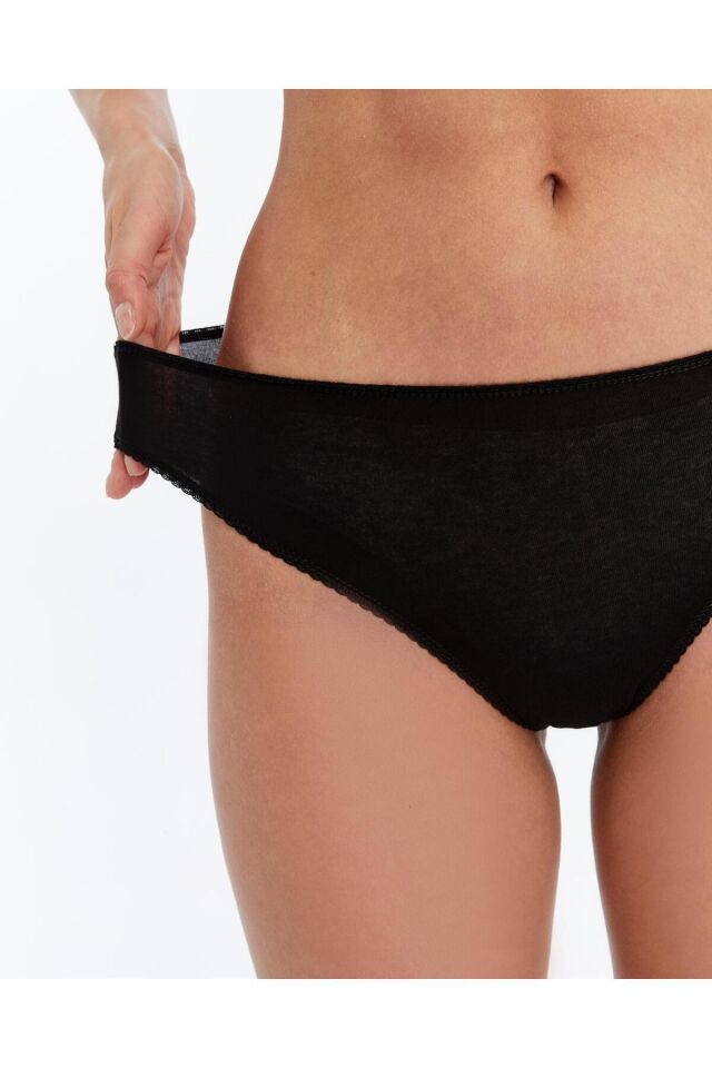 Bikini Külot 14'lü Avantajlı Paket | Pamuklu, Esnek, Belden Yırtılma Yapmaz L - Siyah