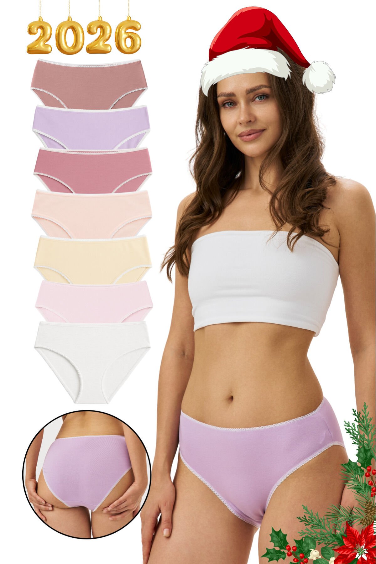 Kadın 7'li Bikini Külot Seti – %95 Pamuk %5 Elastan – Renkli – Rahat & Esnek İç Çamaşırı XL - Çok Renkli1