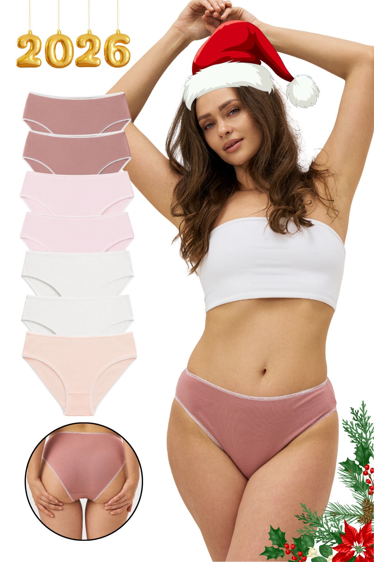 Kadın 7'li Bikini Külot Seti – %95 Pamuk %5 Elastan – Renkli – Rahat & Esnek İç Çamaşırı XL - Çok Renkli
