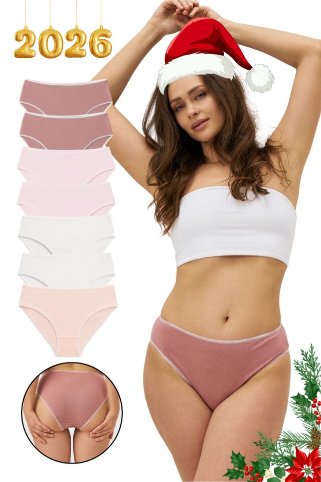 Kadın 7'li Bikini Külot Seti – %95 Pamuk %5 Elastan – Renkli – Rahat & Esnek İç Çamaşırı M - Çok Renkli