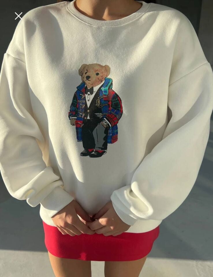 Oxford Ayıcık Baskılı Sweatshirt