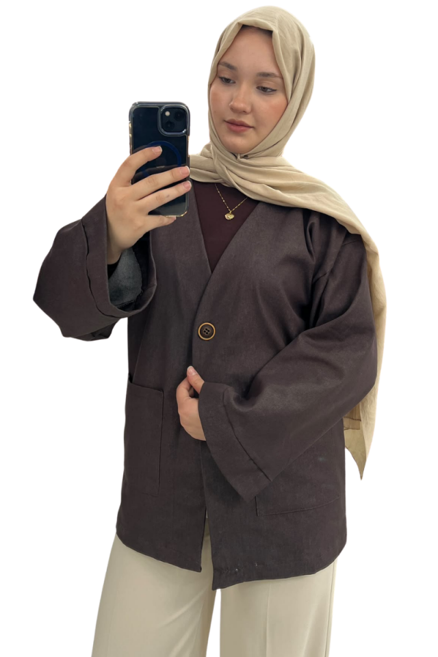 Tek Düğmeli Cepli Ceket